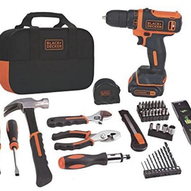 BLACK+DECKER 12V MAX Drill & Home Tool Kit, 60-Piece (BDCDD12PK)