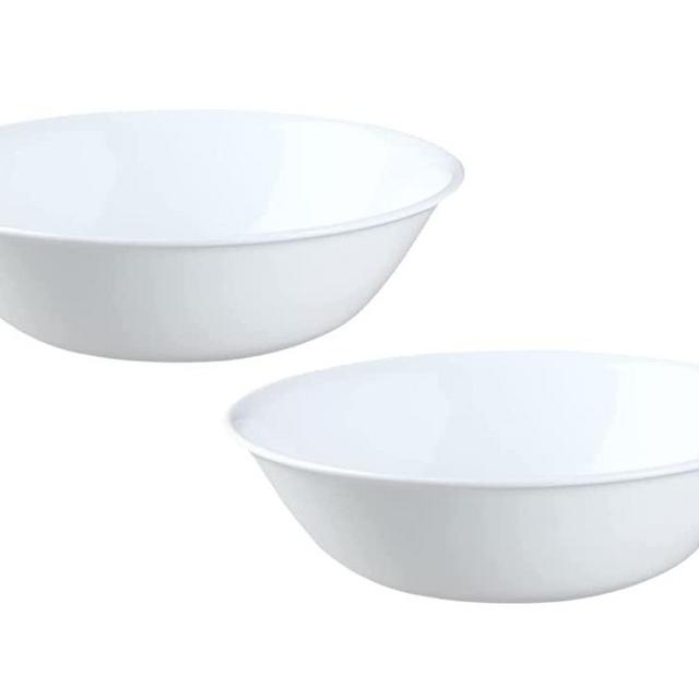 Corellle Livingware 1-Quart Serving Bowl, Winter Frost White 2PK