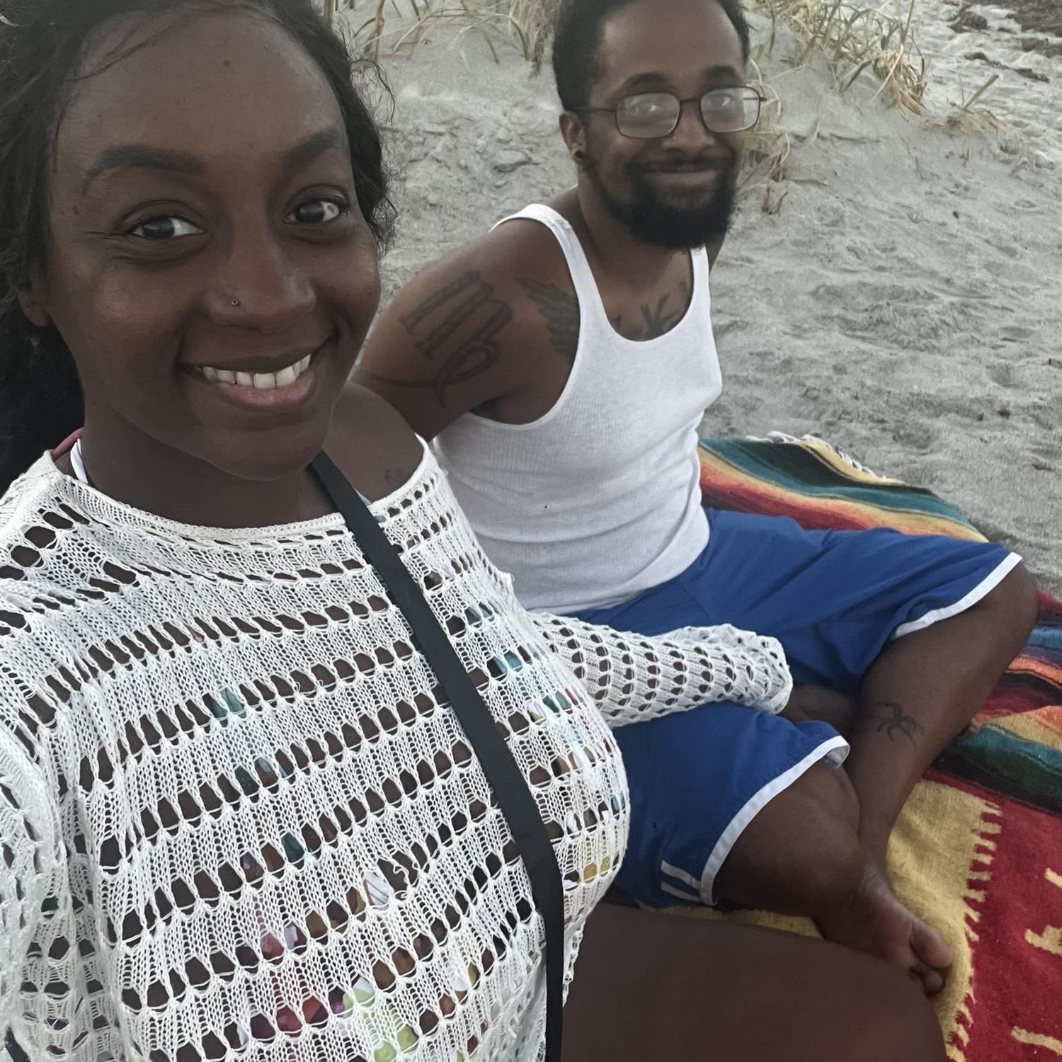 This was when we first got on the beach where Curley popped the question.
