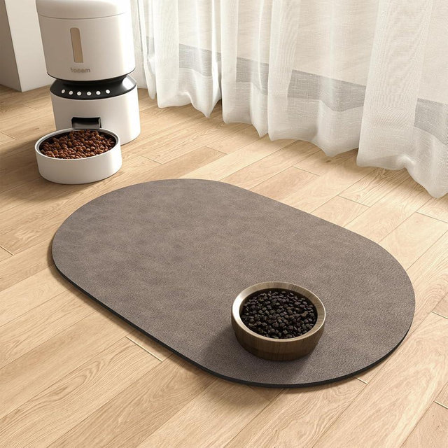 MontVoo Absorbent Dog Water Mat-Dog Mat for Food and Water Bowl, Quick Dry Pet Feeding Mat, No Stains Dog Food mat, Dog Accessories Pet Supplies Mat-Dog Water Bowl Mat for Messy Drinkers, BROWN