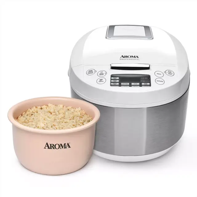 Aroma® Professional™ 12-Cup Digital Rice Cooker with Ceramic Pot in White/Stainless Steel