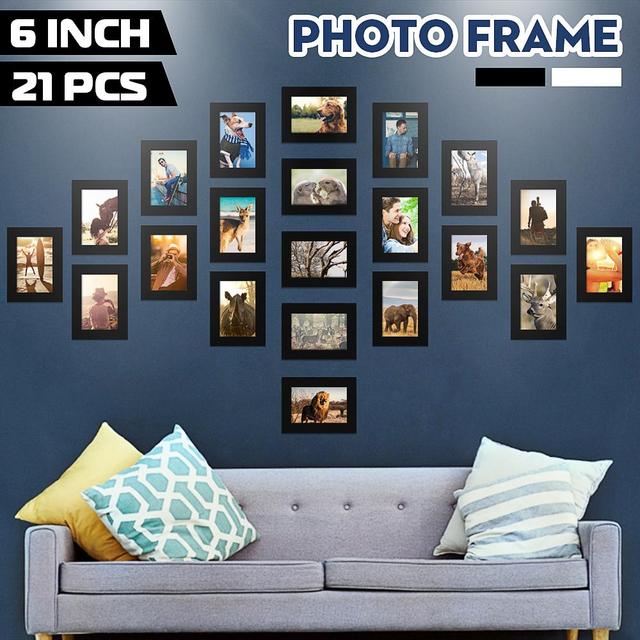 Wall Picture Display Photo Frame Set of 21Pcs Black White