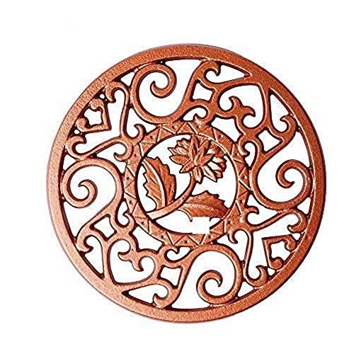 CHANMOL Cast Iron Trivet Decorative Trivet Mat- Heavy Duty Hot Pot Holder Pads, Non-slip Insulation Placemat with Vintage Floral Pattern- for Kitchen Dining Table Tea Pot Gift