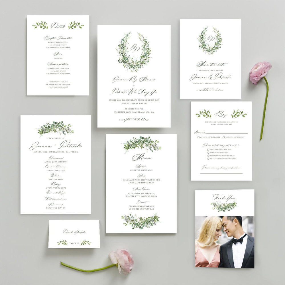 Blosser Portrait | Dark Olive | Zola Wedding Invitations