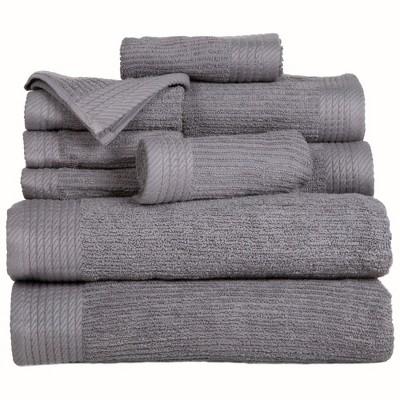 Solid Bath Towels And Washcloths 10pc Silver - Yorkshire Home