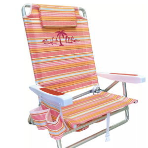 Salt Life 5-Position Deluxe Backpack Beach Chair. Color: Sandstone Stripe
