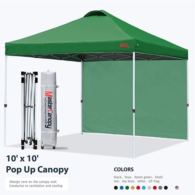 MASTERCANOPY Pop Up Canopy Tent Instant Shelter Beach Canopy with 1 Sidewall(10'x10',Forest Green)