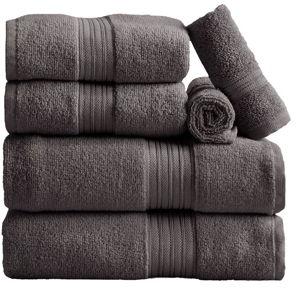 100% Cotton Quick-Dry Everday Towel Set - Great Bay Home (6 Piece Set, Dark Grey)