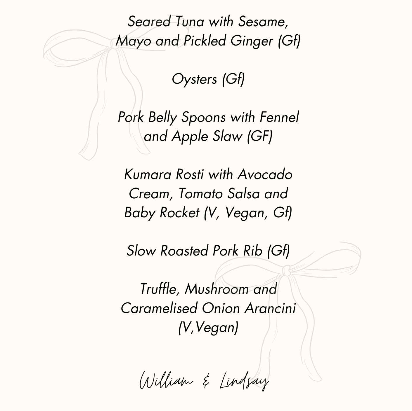 Canapè Menu