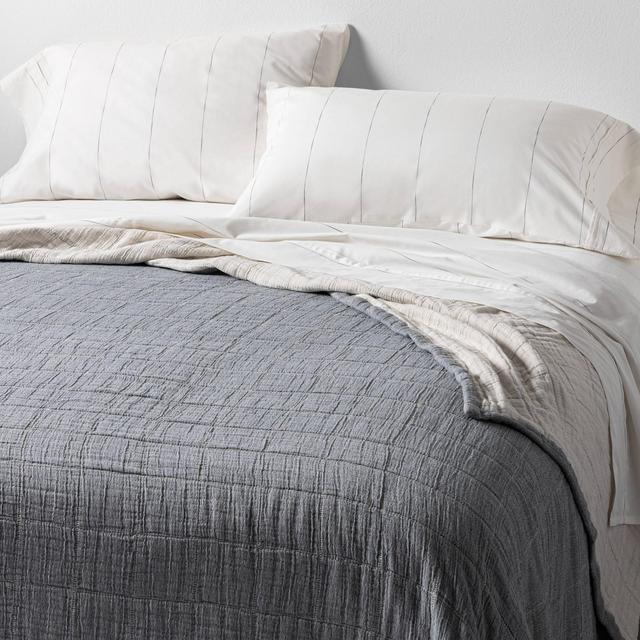 Full/Queen Matelassé Quilted Coverlet Blue - Hearth & Hand™ with Magnolia