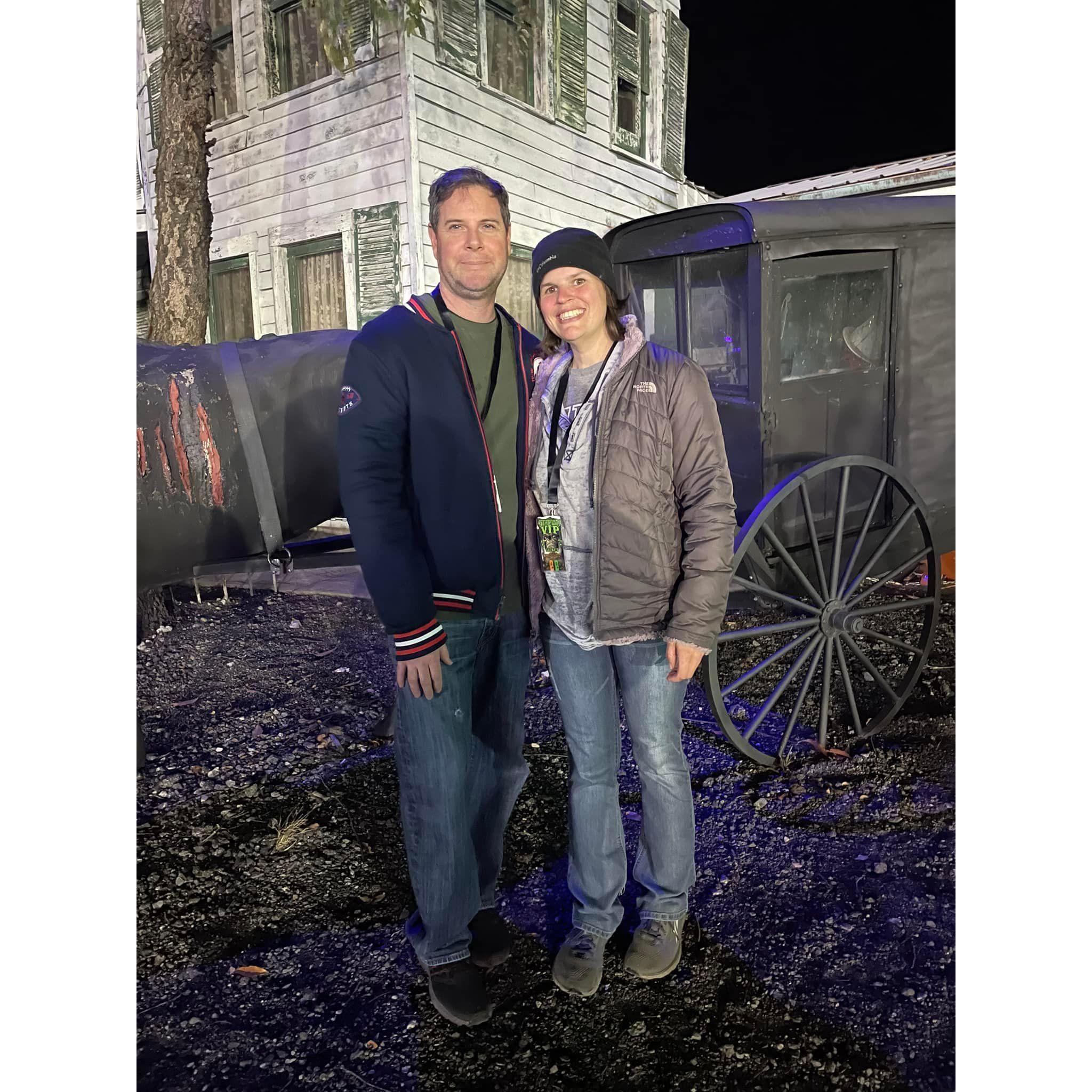 Our first haunted house experience together!