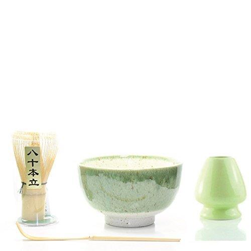 Tealyra - Matcha - Start Up Kit - 4 items - Matcha Green Tea Gift Set -  Japanese Made Beige Bowl - Bamboo Whisk and Scoop - Whisk Holder - Gift Box