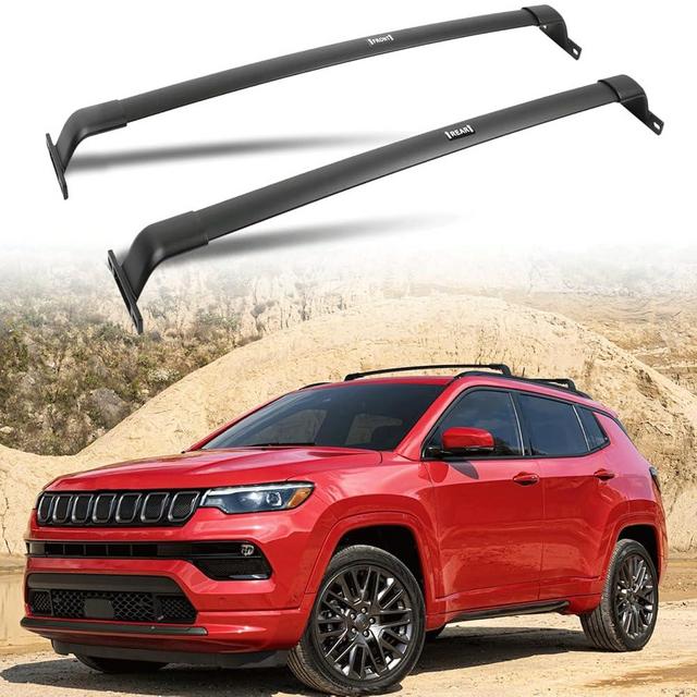 AUXPACBO 220 LBS Roof Rack Cross Bars Fit for Jeep Compass 2018 2019 2020 2021 2022 2023 2024 Black Crossbars Luggage Carrier Bars