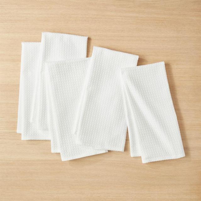 White Waffle Weave Dish Towels Set of 5