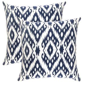 TreeWool, (Pack of 2) Ogee Ikat Diamond Accent Throw Pillow Covers in Cotton Canvas (18 x 18 Inches; Navy Blue)