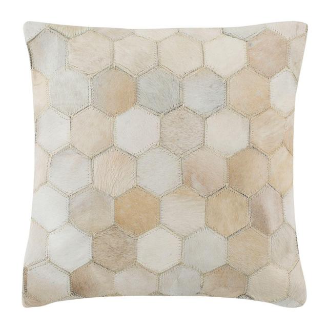 Safavieh Tiled Cowhide 22-Inch Square Throw Pillow in White