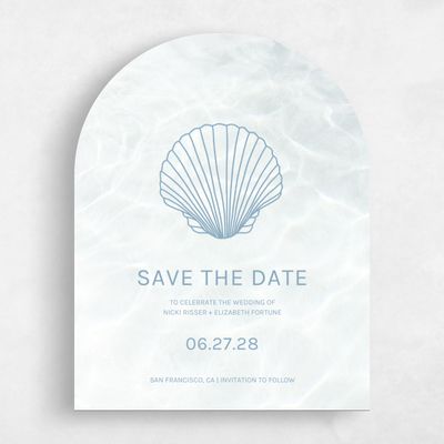 White Arch Wedding Save the Date - Waterview Portrait