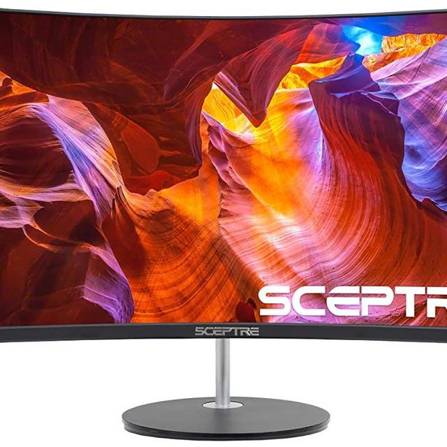 Sceptre 24" Curved 75Hz Gaming LED Monitor Full HD 1080P HDMI VGA Speakers, VESA Wall Mount Ready Metal Black 2019 (C248W-1920RN)