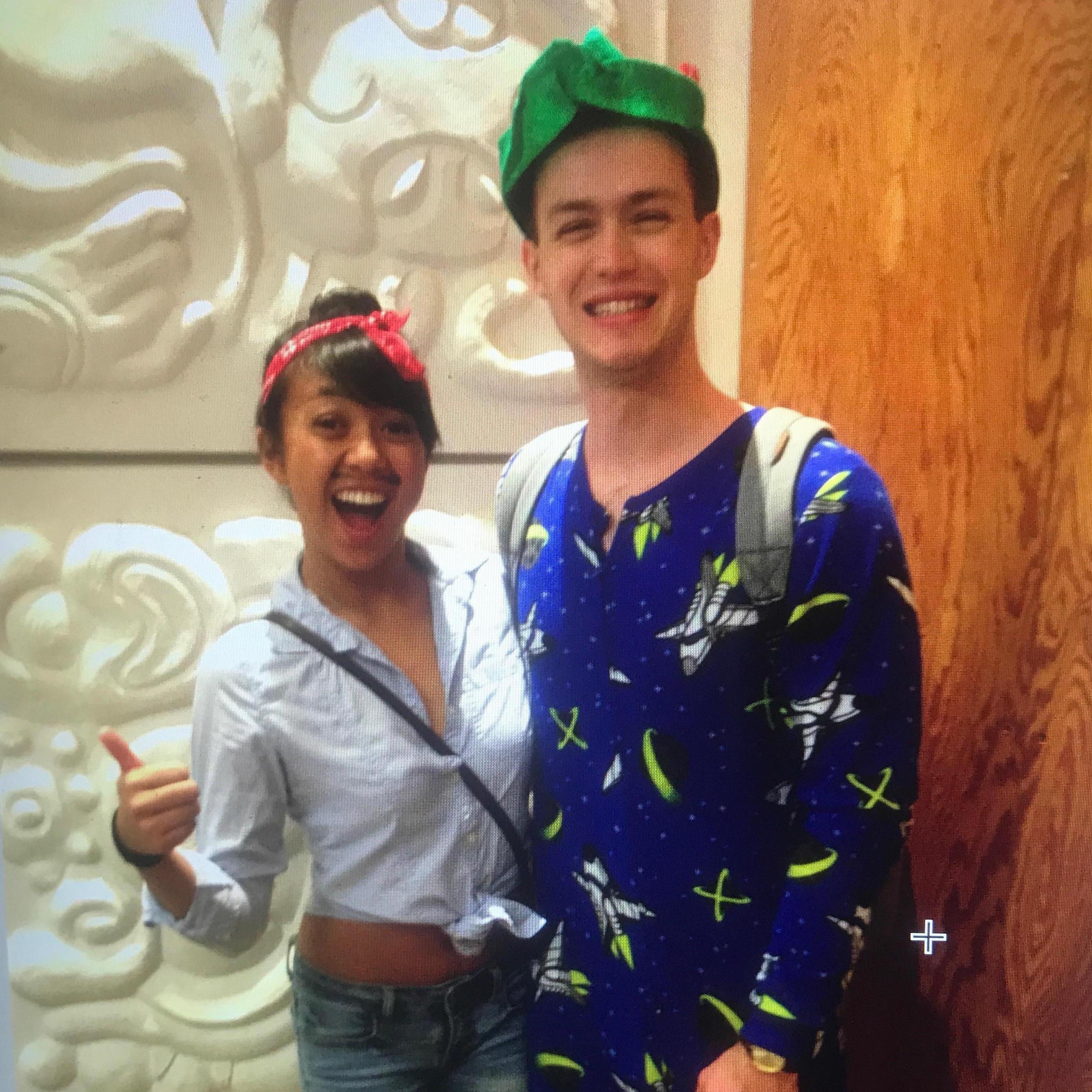 Our first picture together! On Halloween, UD's Chipotle was giving out free burritos for, ahem, adventurous costumes...