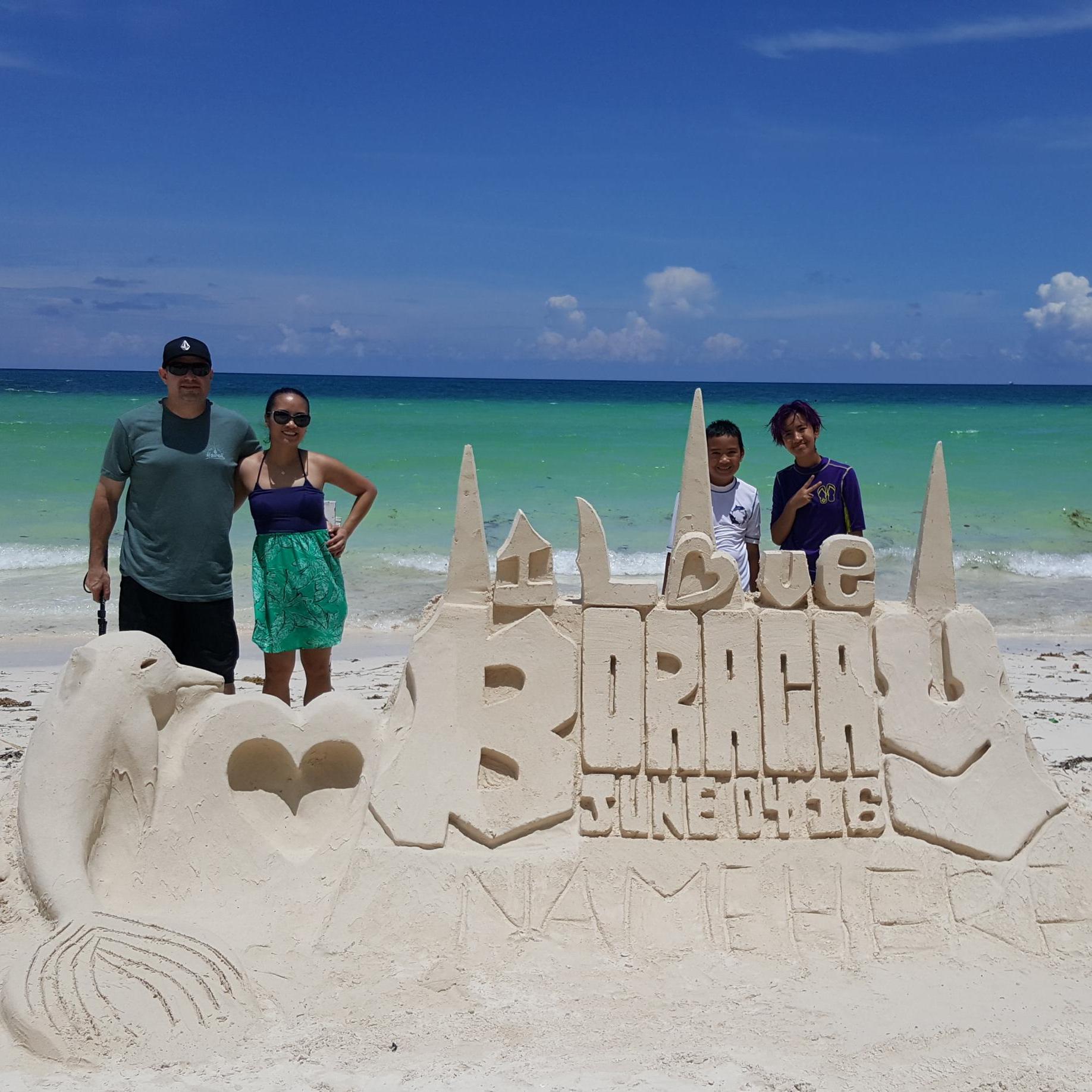 Our first summer family vacation ...blue skies and white sandy beach of Boracay, Philippines