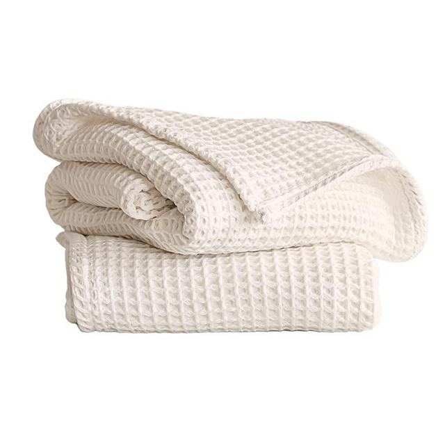Viva Maison Waffle Bath Towel Sets for Bathroom - Soft, Quick Dry, Thin, Lightweight, 100% Turkish Cotton Towels 35x71 (Natural, Set of 2 Bath Towels)