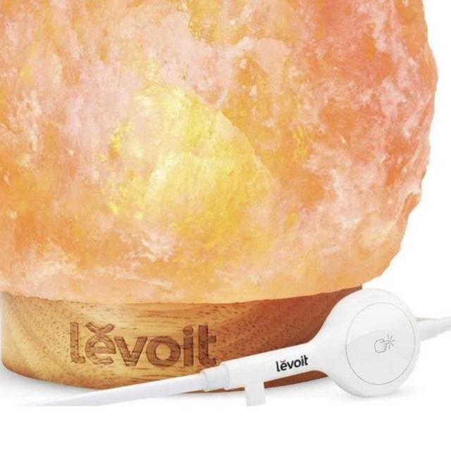 Levoit Kana Himalayan/Hymilain Sea, Pink Crystal Salt Rock Lamp, Night Light, Real Rubber Wood Base, Dimmable Touch Switch, Holiday Gift (ETL Certified, 2 Extra Bulbs),