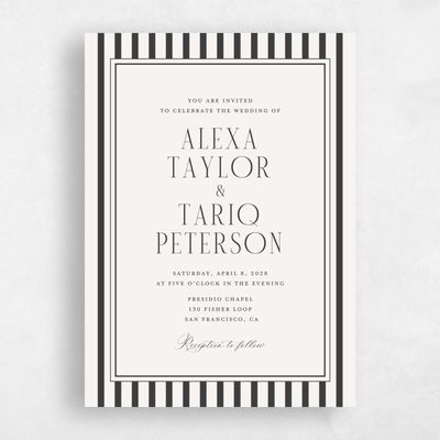 Beige Bordered Wedding Invitation - Azelie Portrait