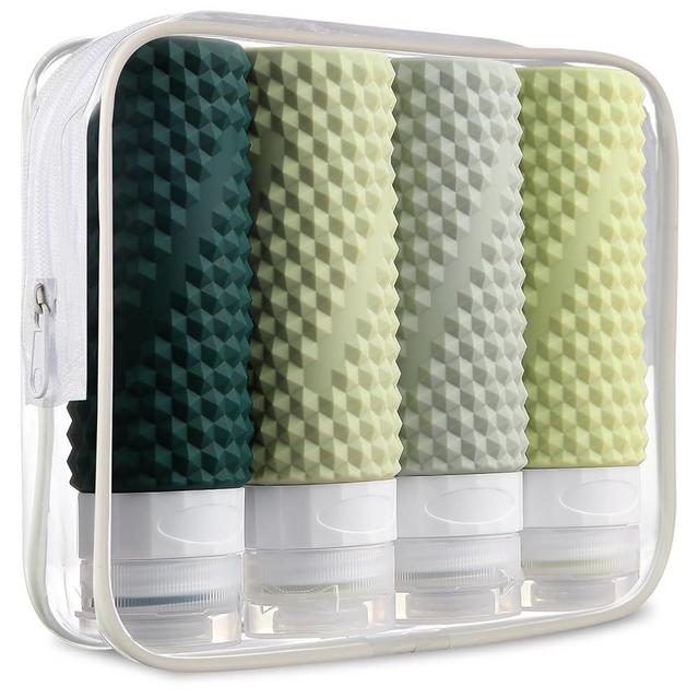 Mrsdry Travel Bottles for Toiletries, Tsa Approved 3oz Travel Bottles, BPA Free Leak Proof Travel Size Toiletry Containers, Refillable Travel Accessories with Toiletry Bag for Shampoo Liquid (4 Pack)