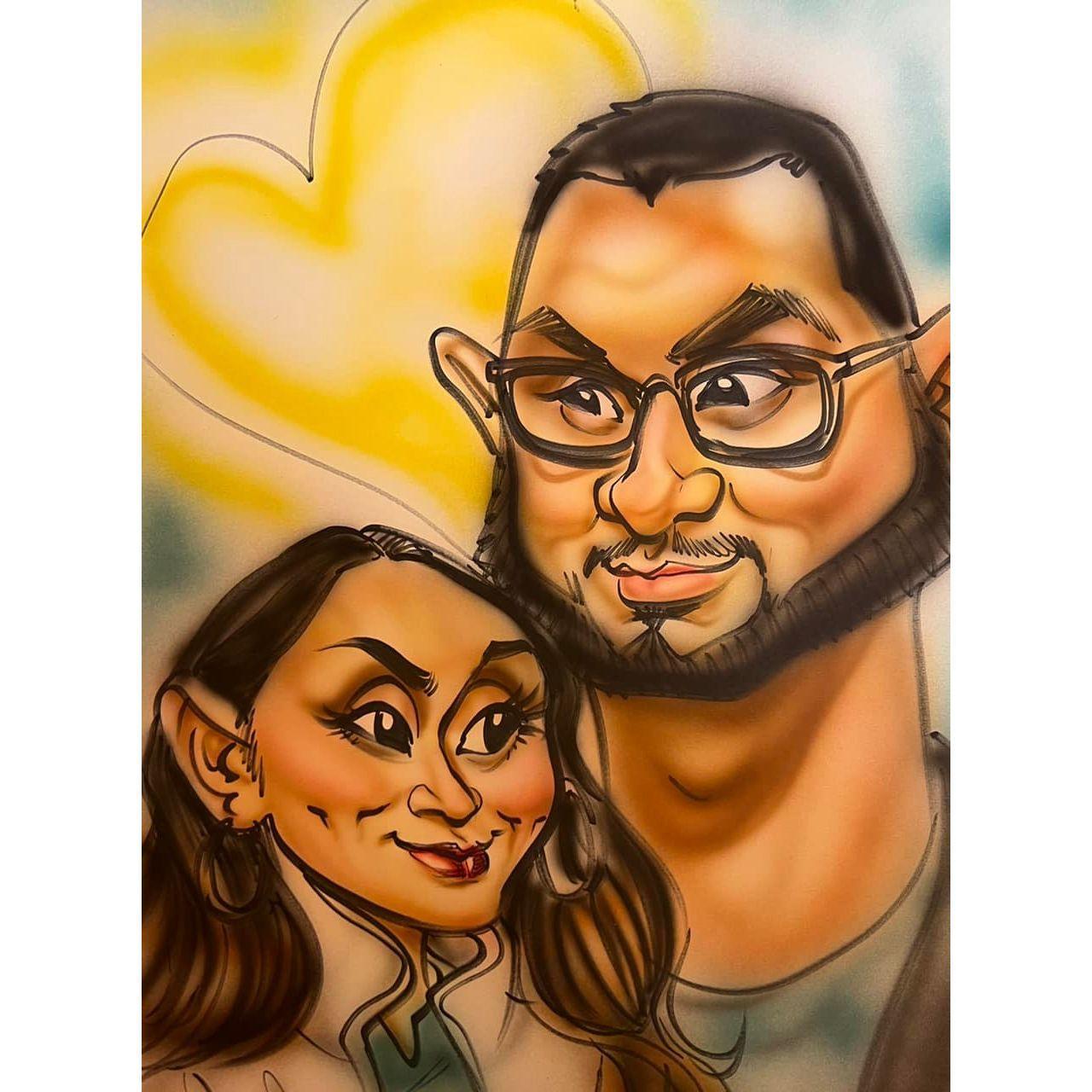 Universal Studios was so cool.
Una caricatura de nosotros en Universal Studios.