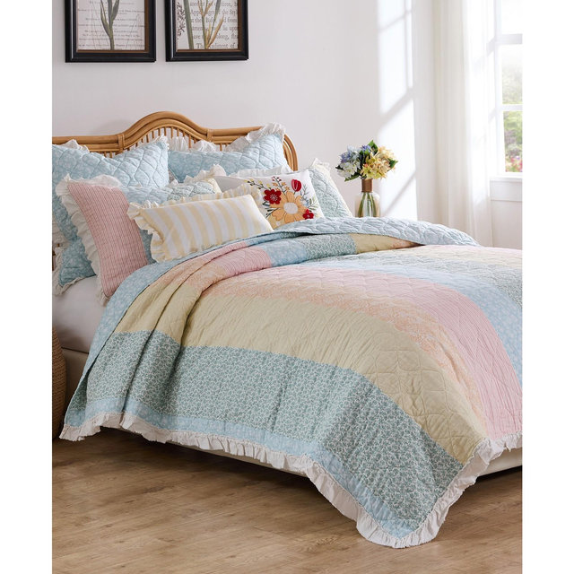 Greenland Home Fashions Ruffled Shabby Chic 3-Pc. Quilt Set, Full/Queen