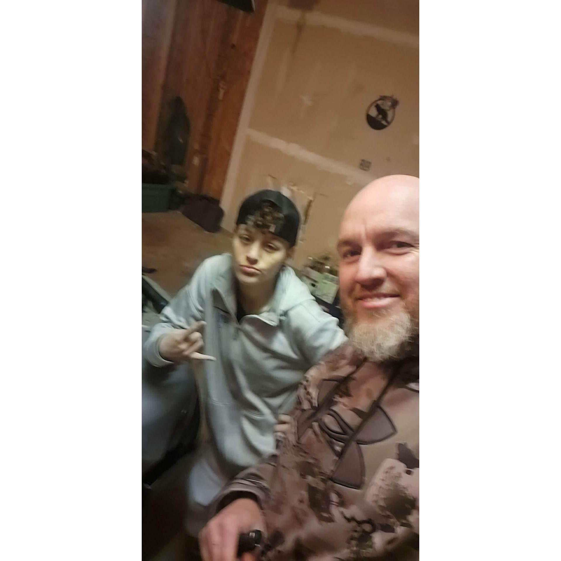 Working on the truck together.