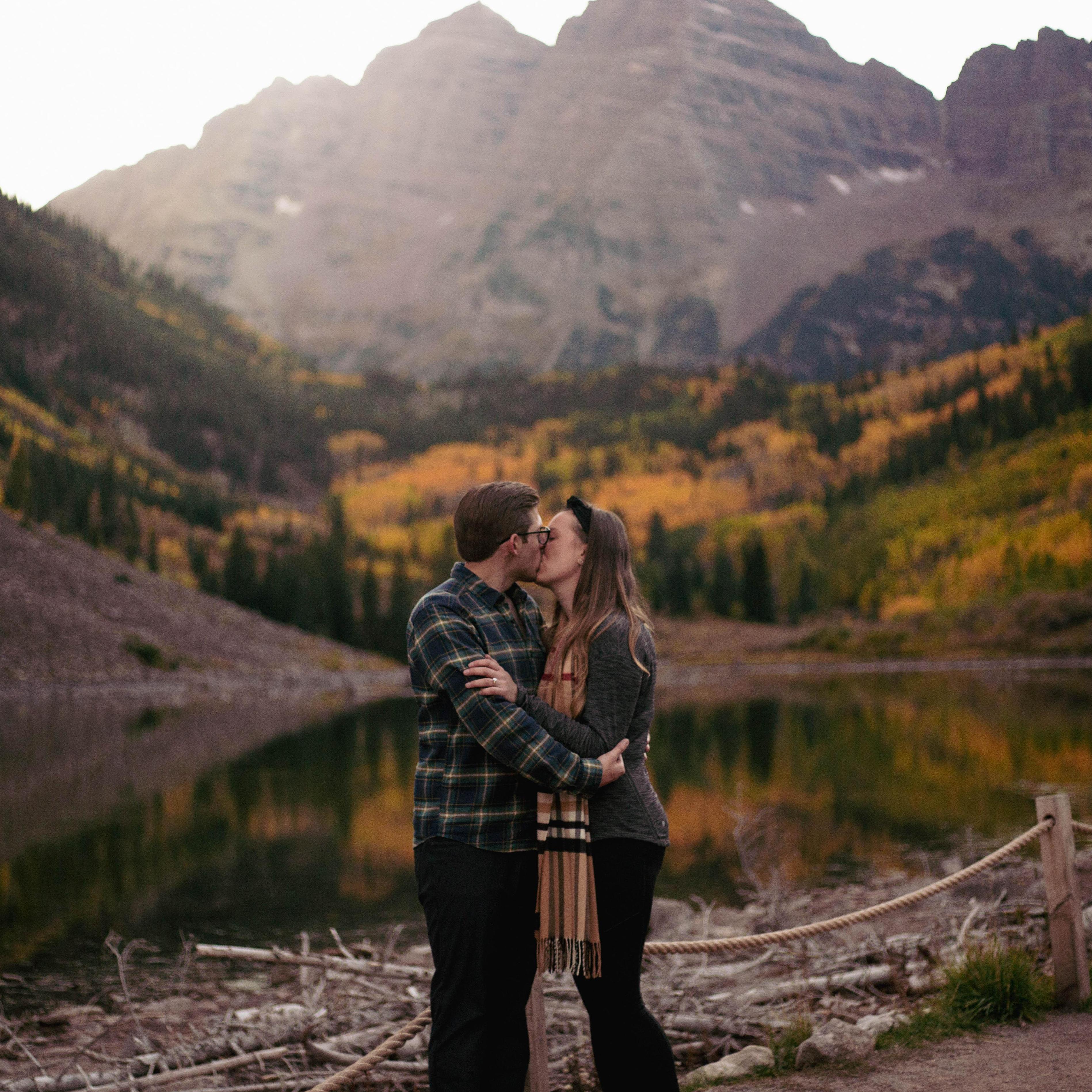 The proposal day at Maroon Bells in Aspen, Colorado. September 2021