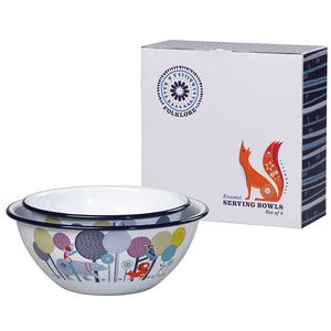 Folklore Enamel Serving Bowls, Set of 2, Multicolor