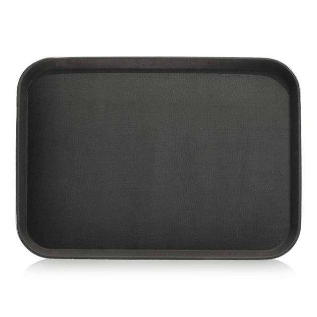 New Star Foodservice 25279 Restaurant Grade Non-Slip Tray, Plastic, Rubber Lined, Rectangular, 16" x 22" Inch, Black