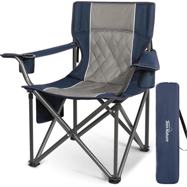 Join Nature Heavy Duty Camping Chairs Support 800lbs Adults Foldable King Kong Camping Chair with Full Padded and Pocket, Built Durable and Reliable, Blue