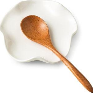 Miamolo Cute Spoon Rest for Stove Top, Ceramic Spoon Holder for Kitchen Counter, 5.3 Inches Coffee Spoon Holder Utensil Rest for Kitchen Gadget Cooking Gift Housewarming Wedding,Kitchen Decor, White