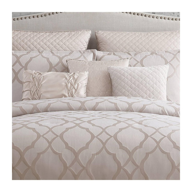 Queen 9pc Tinley Comforter Set White/Silver - Riverbrook Home