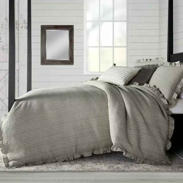 Bee & Willow™ Home Stripe Ruffle 3-Piece King Comforter Set in Grey/White