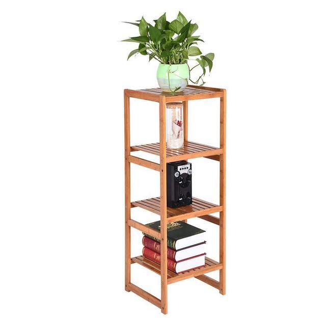 Bathroom Storage Organizer Cabinet Shelf, Toilet 3-Tier Multifunctional Free Standing Rack Shelving, 100% Natural Bamboo (Yellow)