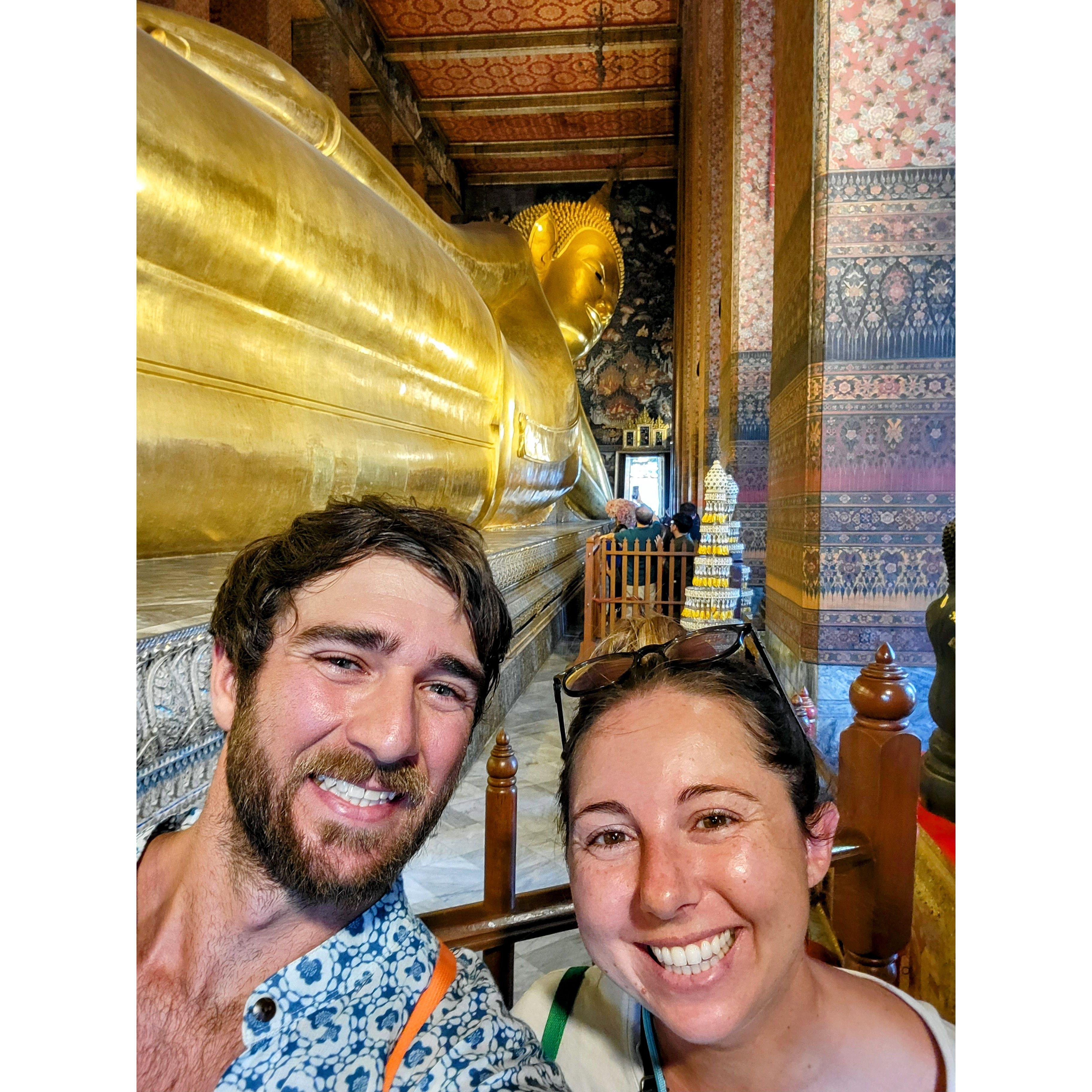 Visiting the Reclining Buddha statue in Wat Pho Temple, Bangkok, Thailand in 2022