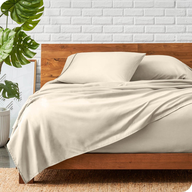 Queen Sand 4 Piece Ultra-Soft Double Brushed Sheet Set by Bare Home