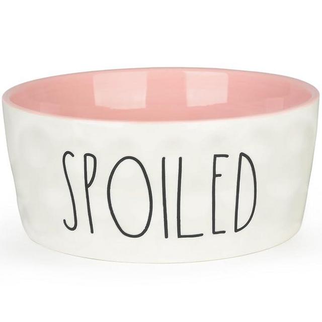 WoofinPets 27OZ Ceramic Dog Bowl - 6 Inch Small Food Water Bowl, Heavy Duty Non-Slip Dog Dish for Medium Dogs, Food Grade Porcelain Pet Feeder Bowls, Microwave & Dishwasher Safe, Pink