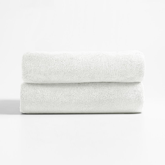 Classic Organic Turkish Cotton White Bath Towels, Set of 2