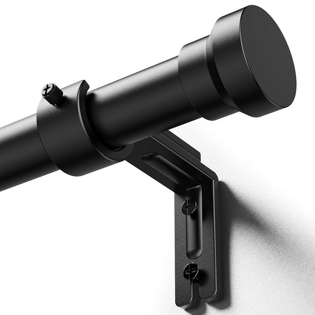 YaFex Curtain Rods 32-84 Inch, Heavy Duty 1 Inch Adjustable Curtain Rod for Windows, Black Long Window Treatment Rods, Modern Design, Easy Installation