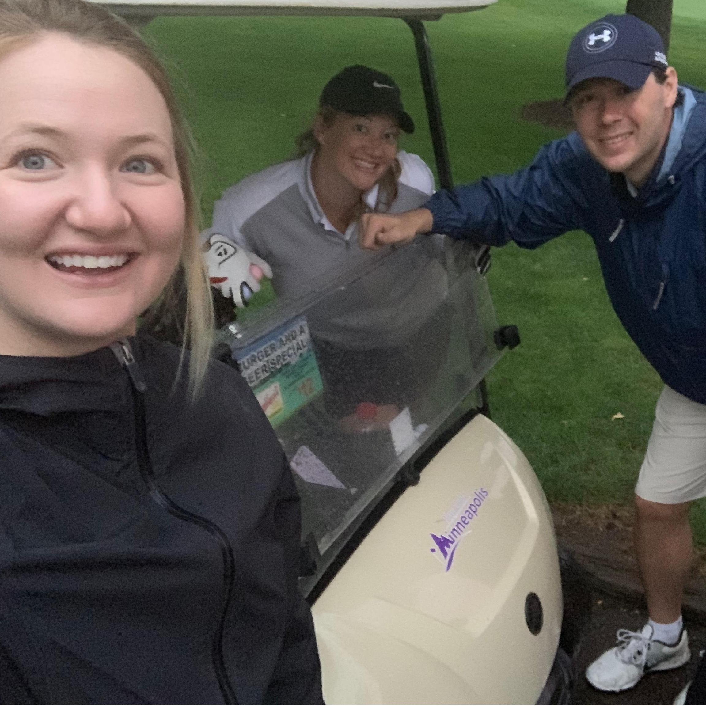 "The Good Lord would never disrupt the greatest round of my life!" Golfing in the rain with Abby.