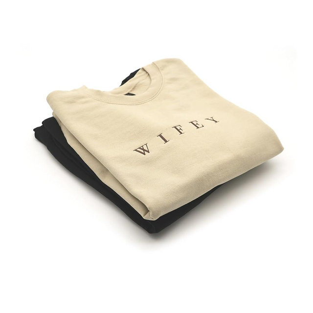 SoGoodKids Embroidered Wifey & Hubby Sweatshirts | Crewneck for Honeymoon | Anniversary, Wedding Gifts