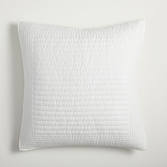 Silky TENCEL Pick Stitch Quilt, Euro Sham, White