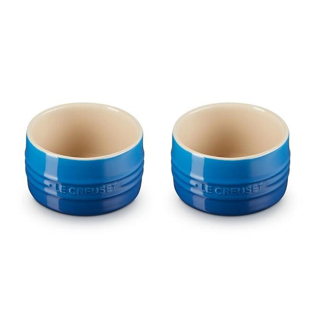 Le Creuset Stoneware Round Ramekin Straight Wall Set of 2, 6.75oz. Each, Marseille