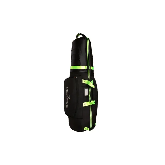 Caddymatic Hard Top Shell Padded Travel Cover with Wheels Black/Green