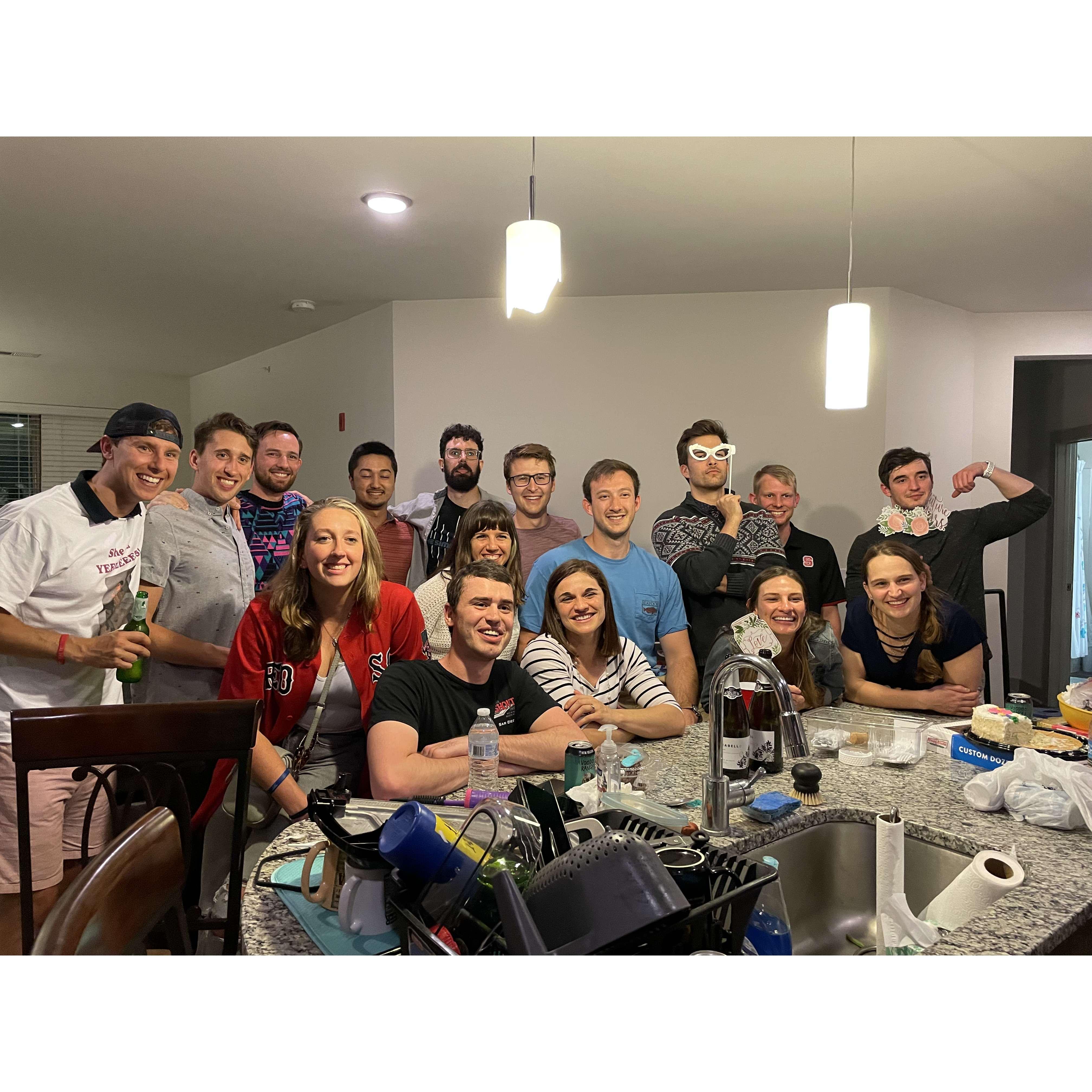 Celebrating the proposal at a surprise engagement party!